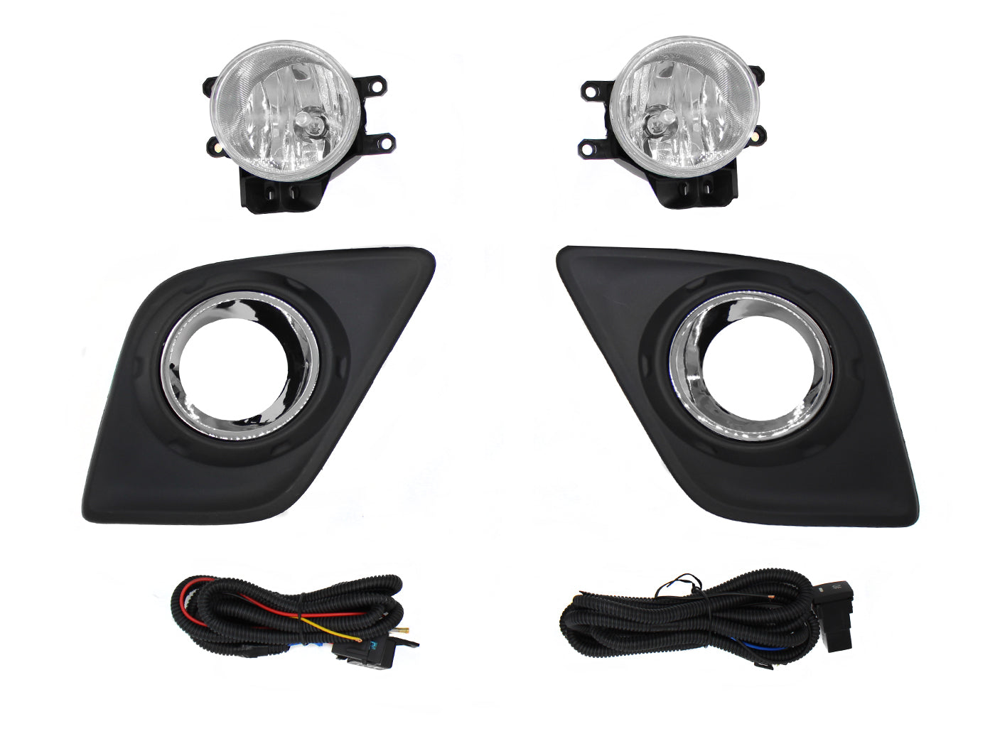 KIT FARO AUX C/CABLES C/REJILLAS ARILLO CROMO C/FOCOS (SENCILLA 21-22/LUJO)