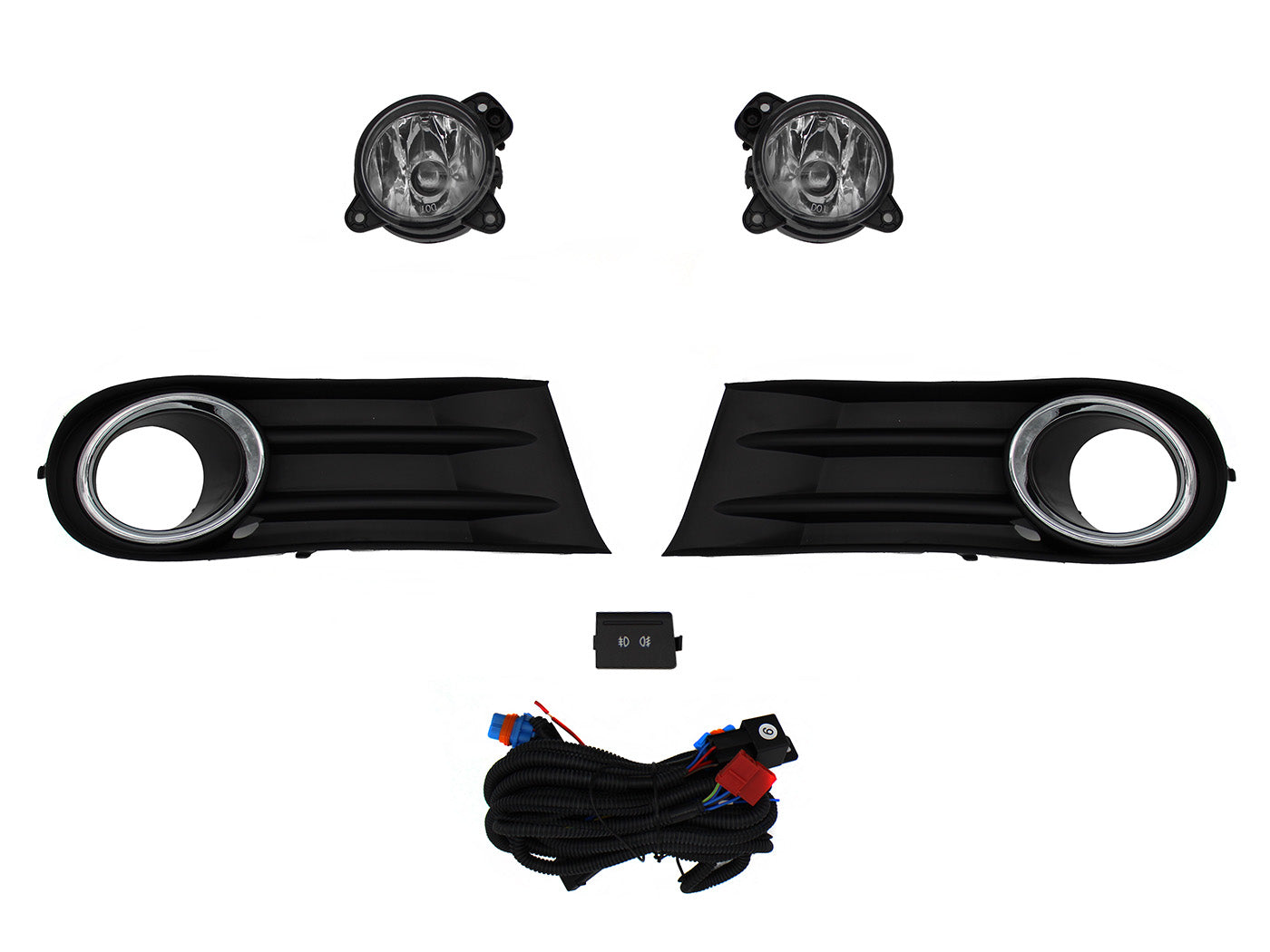 KIT FARO AUX C/CABLES C/REJILLAS ARILLO CROMO C/FOCOS (SAVEIRO 10-13)