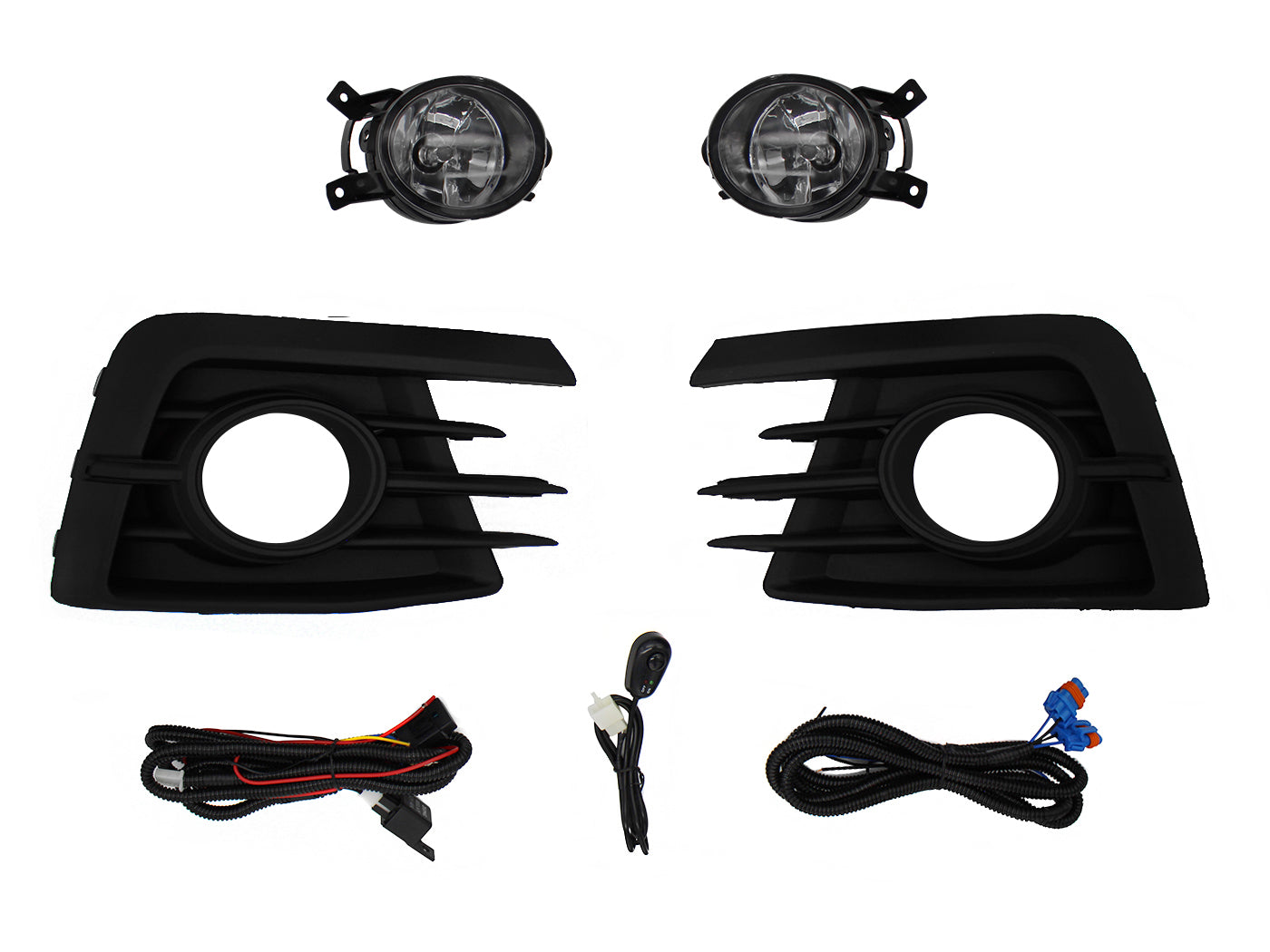 KIT FARO AUX C/CABLES C/REJILLAS ARILLO NEGRO C/FOCOS (SEDAN/H-BACK)