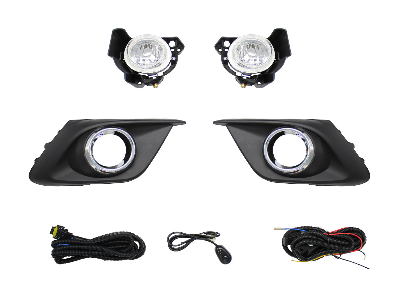 KIT FARO AUX C/CABLES C/REJILLAS ARILLO CROMO C/FOCOS