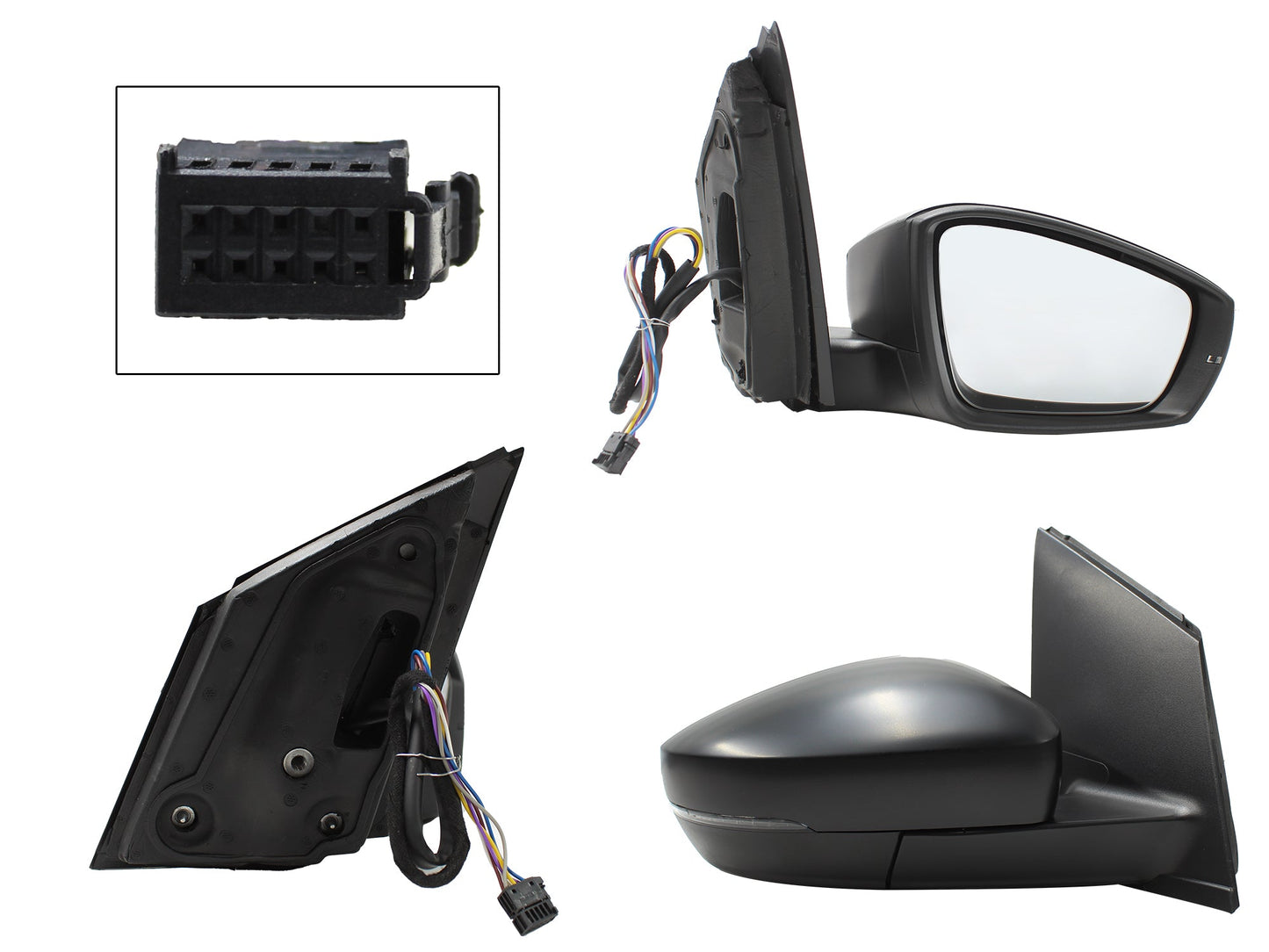 ESPEJO DER ELECT NEGRO P/PINTAR C/LUZ DIRECCIONAL (6PINES) (VENTO 16-22)