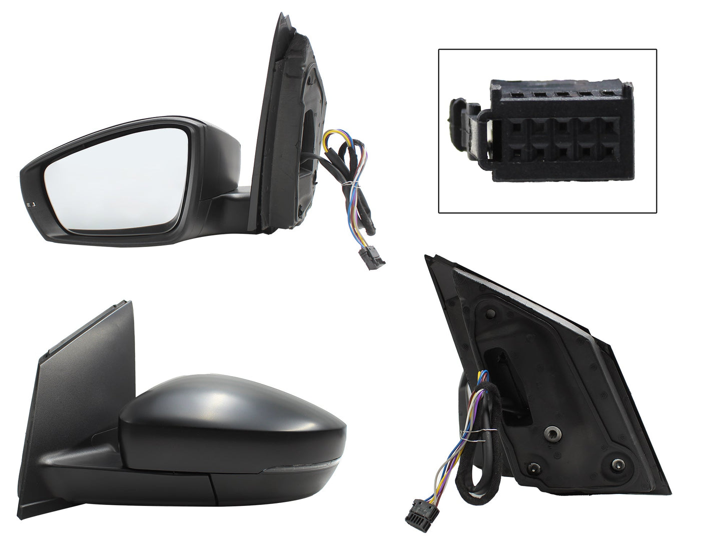 ESPEJO IZQ ELECT NEGRO P/PINTAR C/LUZ DIRECCIONAL (6PINES) (VENTO 16-22)