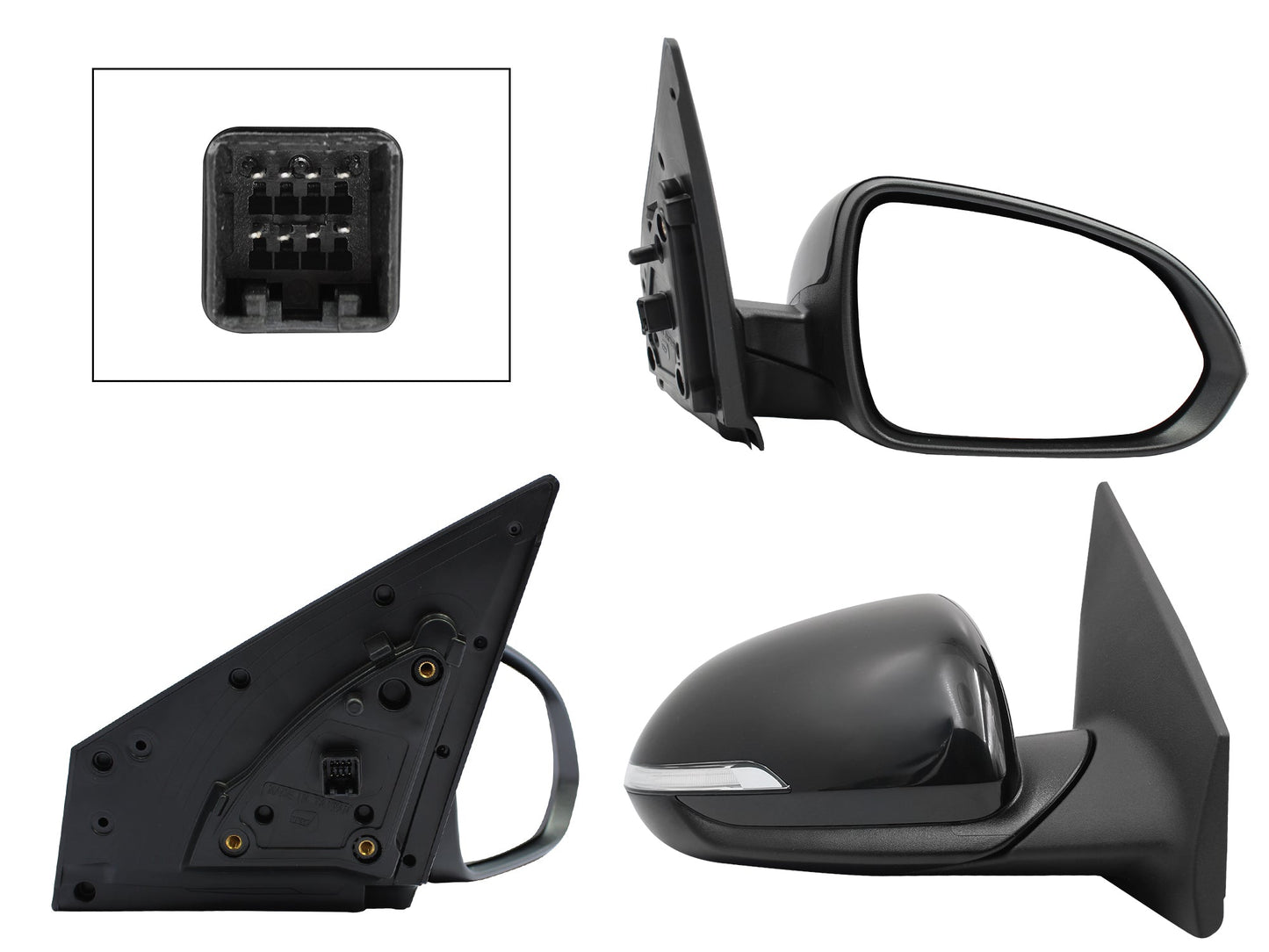 ESPEJO DER ELECT NEGRO P/PINTAR C/LUZ DIRECCIONAL C/DESEMPAÑANTE ELECTROABATIBLE (8PINES)