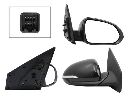 ESPEJO DER ELECT NEGRO P/PINTAR C/LUZ DIRECCIONAL C/DESEMPAÑANTE ELECTROABATIBLE (8PINES)