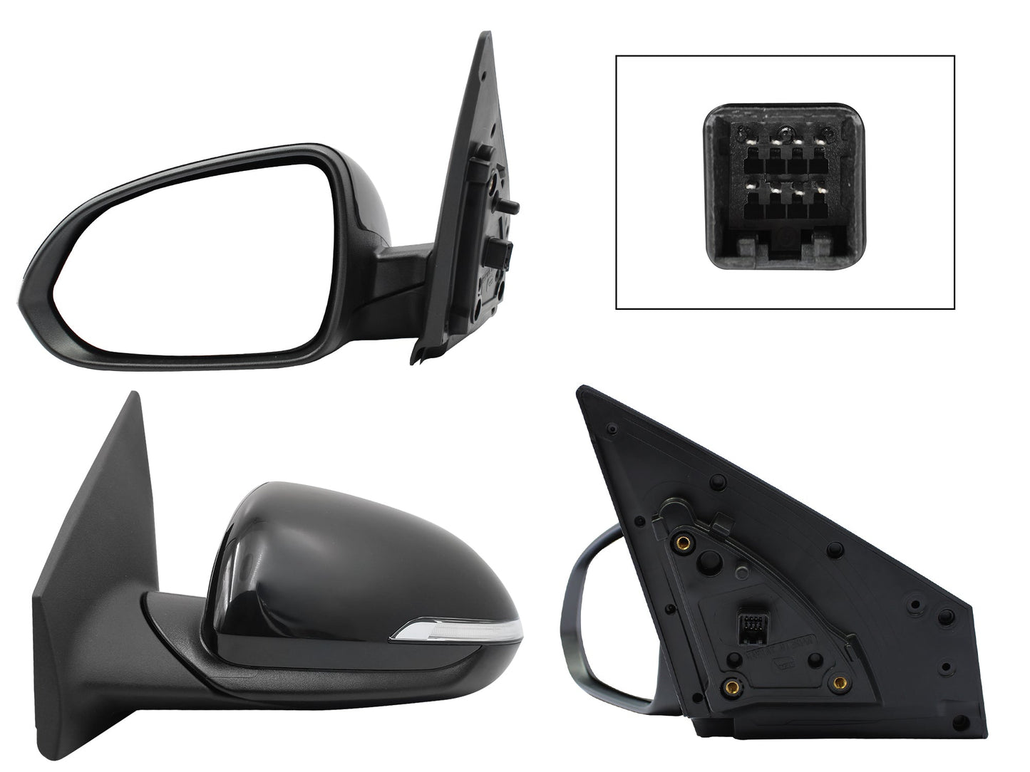 ESPEJO IZQ ELECT NEGRO P/PINTAR C/LUZ DIRECCIONAL C/DESEMPAÑANTE ELECTROABATIBLE (8PINES)