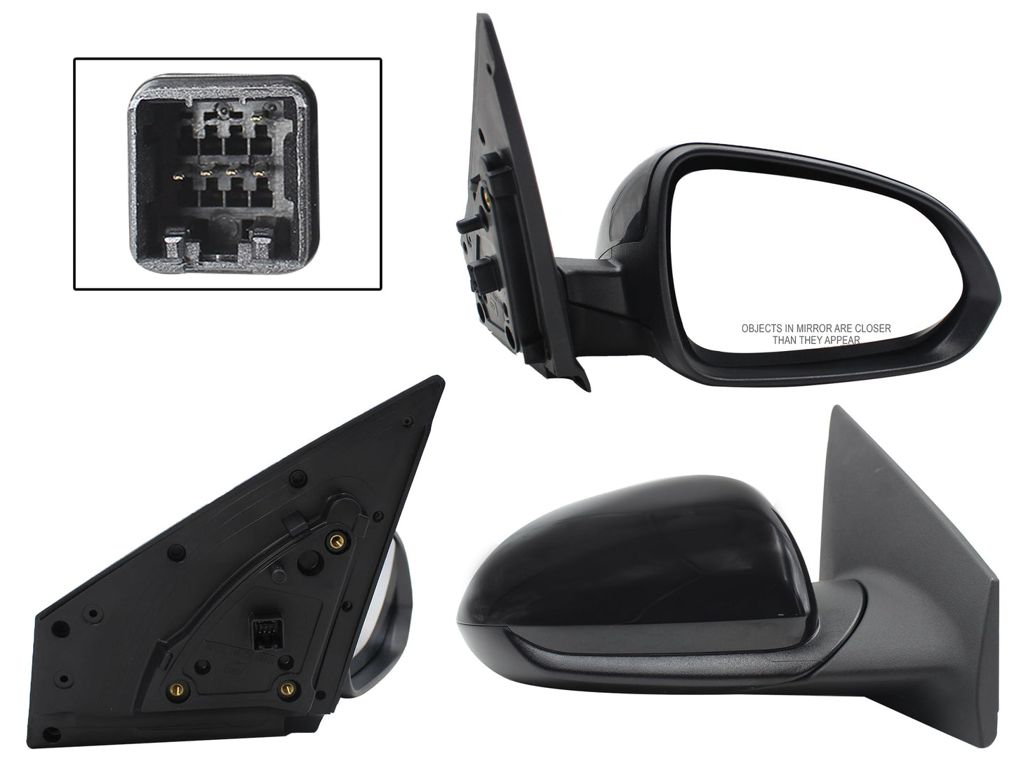 ESPEJO DER ELECT NEGRO P/PINTAR C/DESEMPAÑANTE (5PINES) (SEDAN/H-BACK)