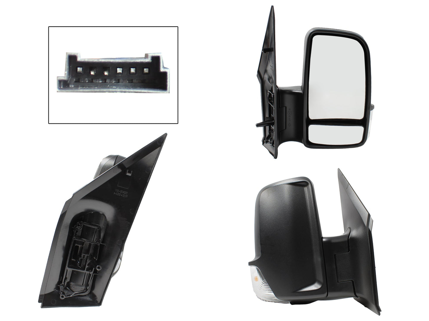 ESPEJO DER MANUAL NEGRO POROSO S/CONTROL C/LUZ DIRECCIONAL (2 LUNAS) (VW CRAFTER 08-18)