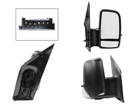 ESPEJO DER MANUAL NEGRO POROSO S/CONTROL C/LUZ DIRECCIONAL (2 LUNAS) (VW CRAFTER 08-18)