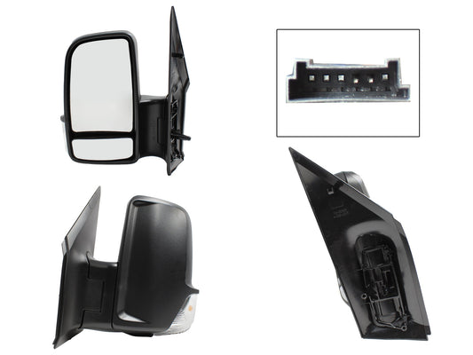 ESPEJO IZQ MANUAL NEGRO POROSO S/CONTROL C/LUZ DIRECCIONAL (2 LUNAS) (VW CRAFTER 08-18)