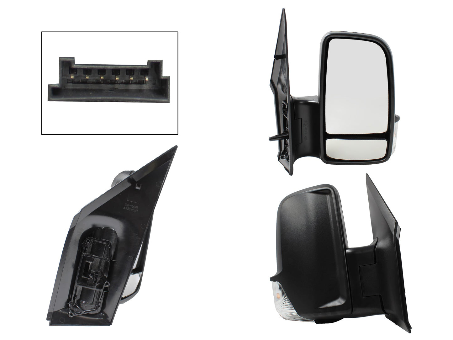 ESPEJO DER ELECT NEGRO POROSO C/LUZ DIRECCIONAL (2 LUNAS) (6PINES) (VW CRAFTER 08-18)