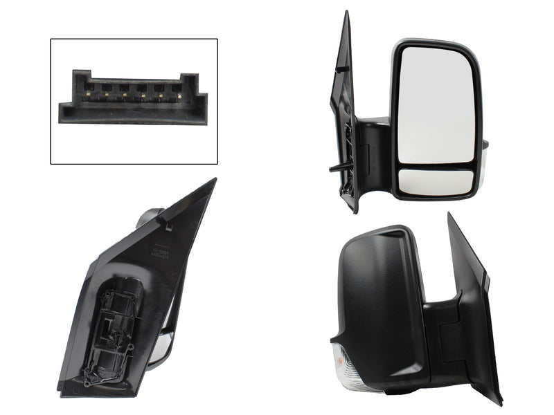 ESPEJO DER ELECT NEGRO POROSO C/LUZ DIREC (2 LUNAS) (6PINES) (VW CRAFTER 08-18)