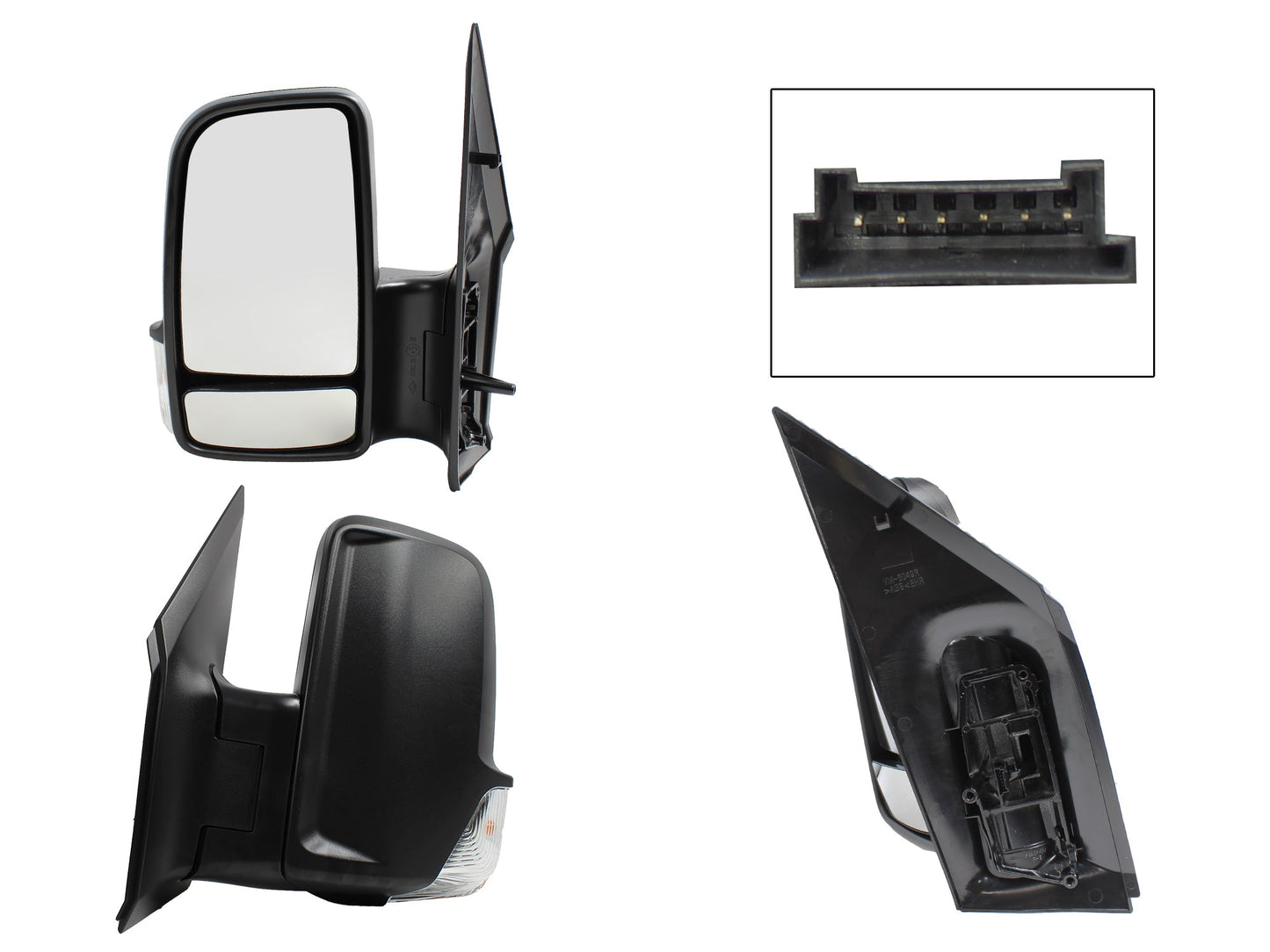 ESPEJO IZQ ELECT NEGRO POROSO C/LUZ DIRECCIONAL (2 LUNAS) (6PINES) (VW CRAFTER 08-18)