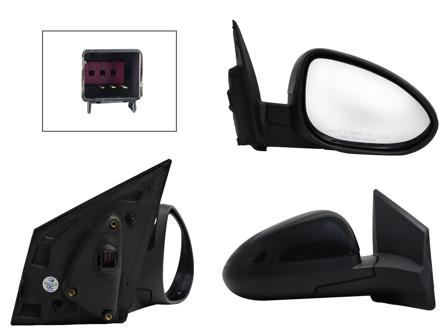 ESPEJO DER ELECT NEGRO P/PINTAR (3PINES) (SEDAN/H-BACK)