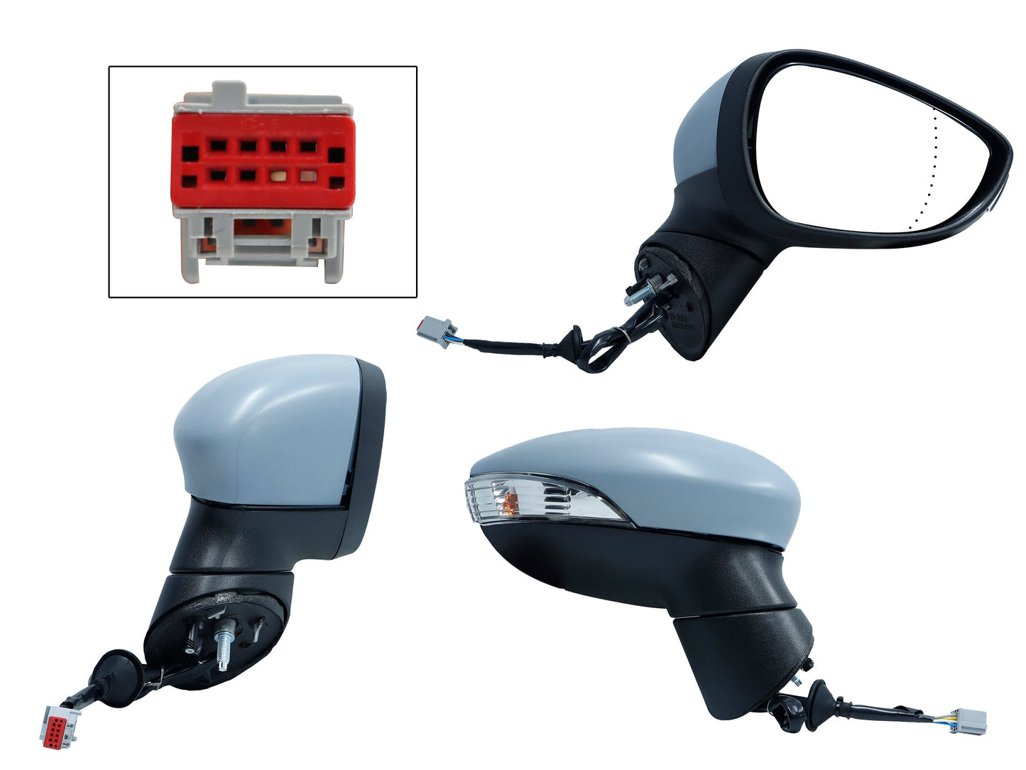 ESPEJO DER ELECT GRIS P/PINTAR C/LUZ DIRECCIONAL C/DESEMPAÑANTE C/LUNA CÓNCAVA (6PINES)