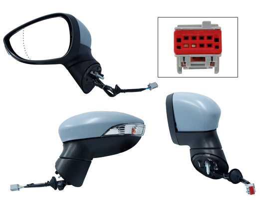 ESPEJO IZQ ELECT GRIS P/PINTAR C/LUZ DIRECCIONAL C/DESEMPAÑANTE C/LUNA CÓNCAVA (6PINES)