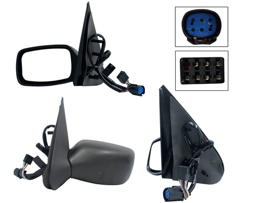 ESPEJO IZQ ELECT NEGRO POROSO (2 CONECTORES 5-7PINES) (FIESTA 98-02)