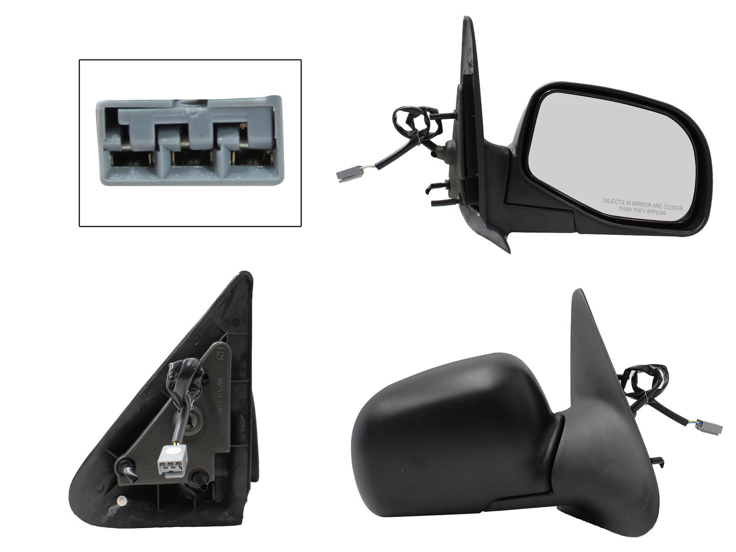 ESPEJO DER ELECT NEGRO POROSO (3PINES)