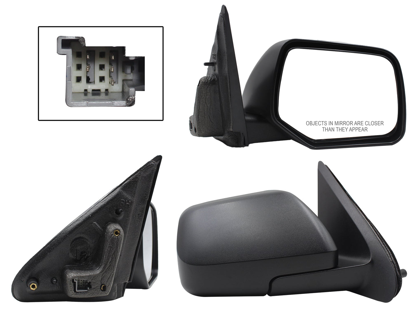 ESPEJO DER ELECT NEGRO POROSO C/DESEMPAÑANTE (5PINES)