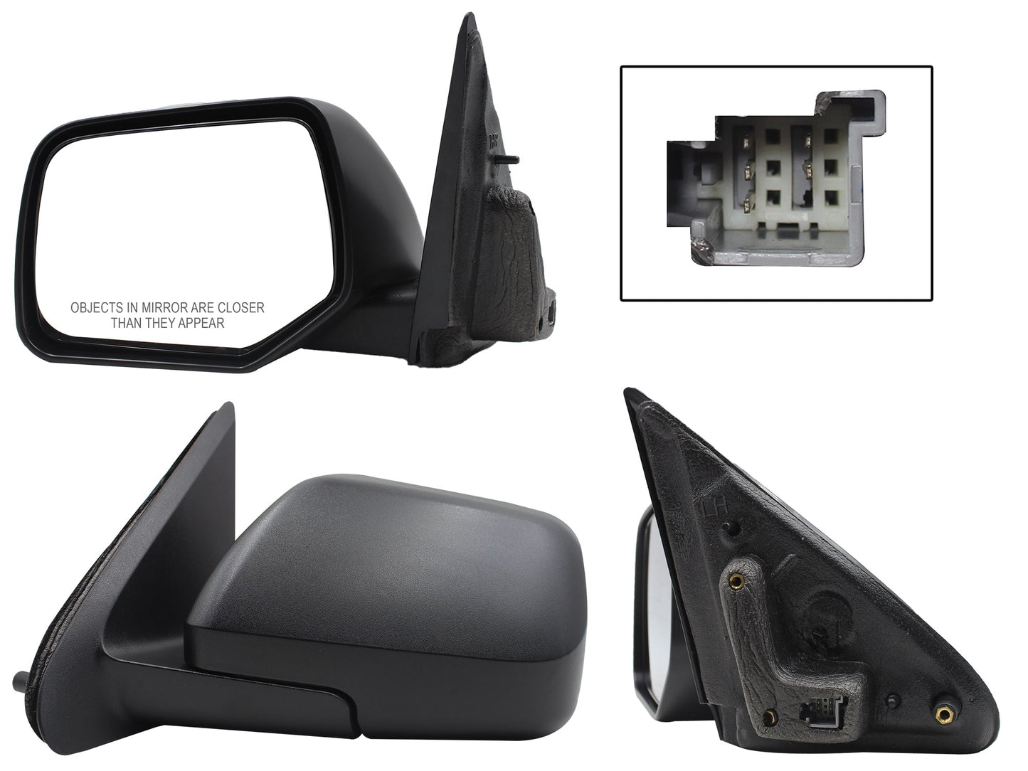 ESPEJO IZQ ELECT NEGRO POROSO C/DESEMPAÑANTE (5PINES)