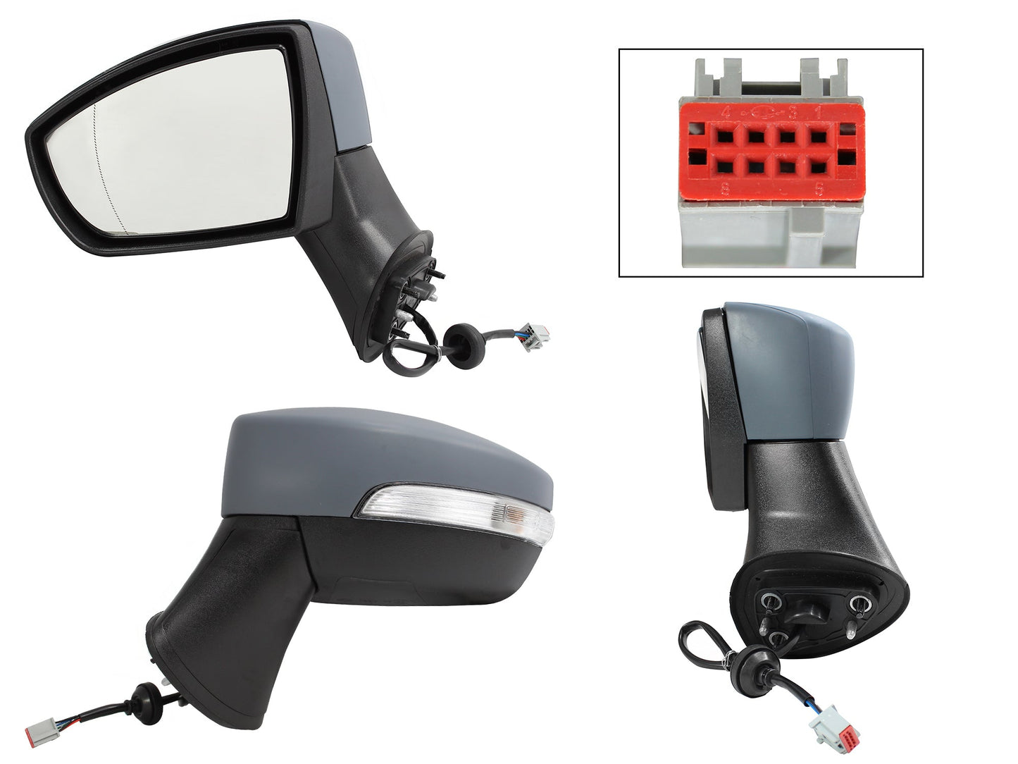 ESPEJO IZQ ELECT GRIS P/PINTAR C/LUZ DIRECCIONAL (5PINES)