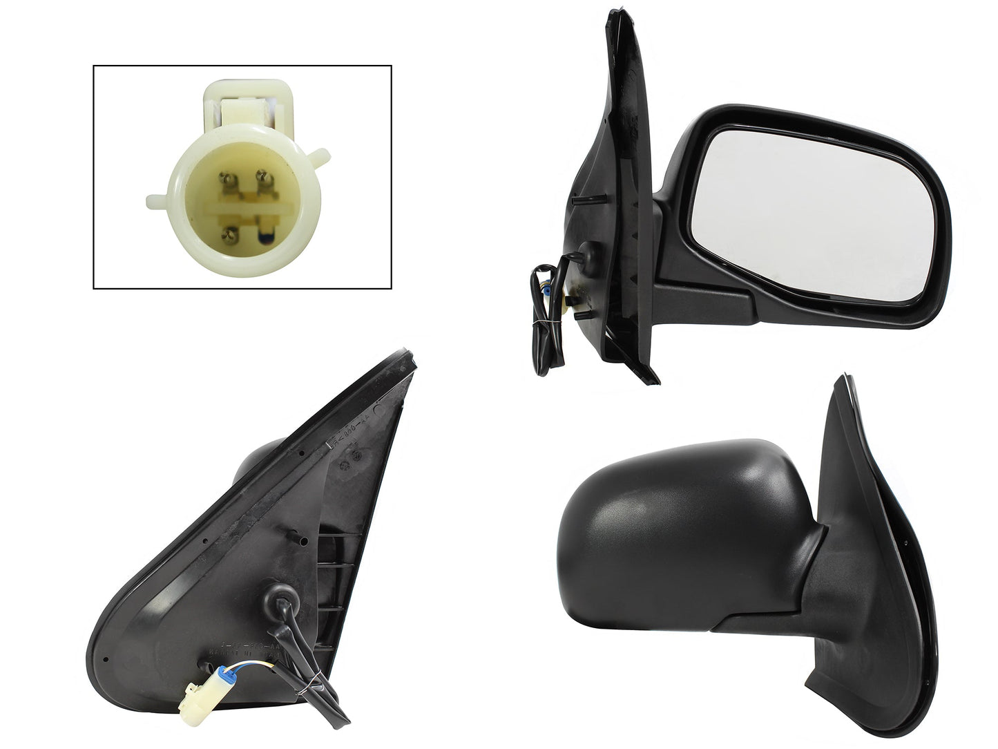 ESPEJO DER ELECT NEGRO POROSO (3PINES)