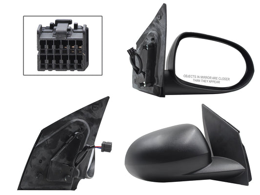 ESPEJO DER ELECT NEGRO POROSO (3PINES)