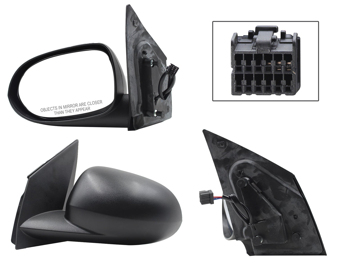 ESPEJO IZQ ELECT NEGRO POROSO (3PINES)