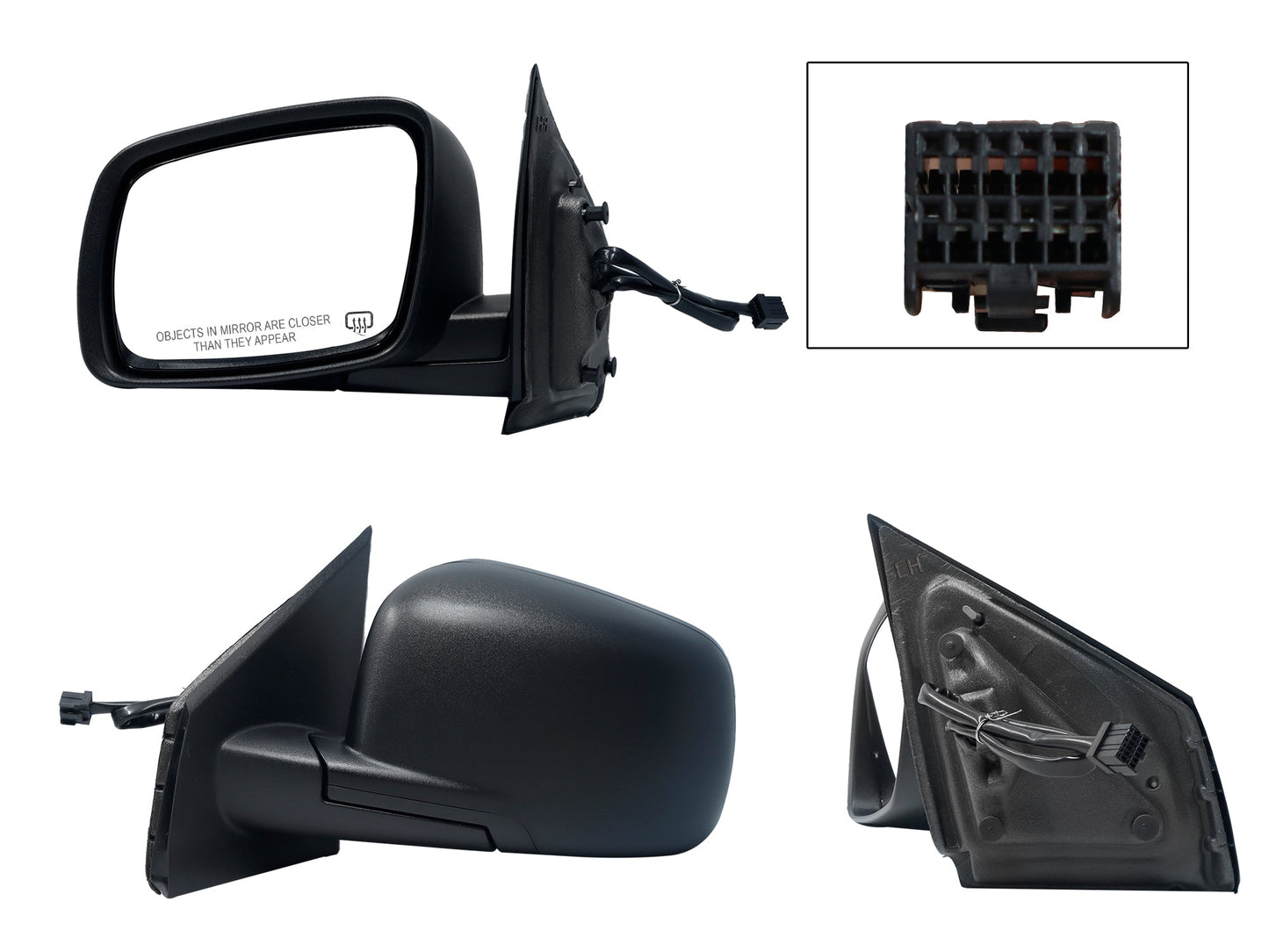 ESPEJO IZQ ELECT NEGRO POROSO C/DESEMPAÑANTE (5PINES) (BASE INT METALICA)