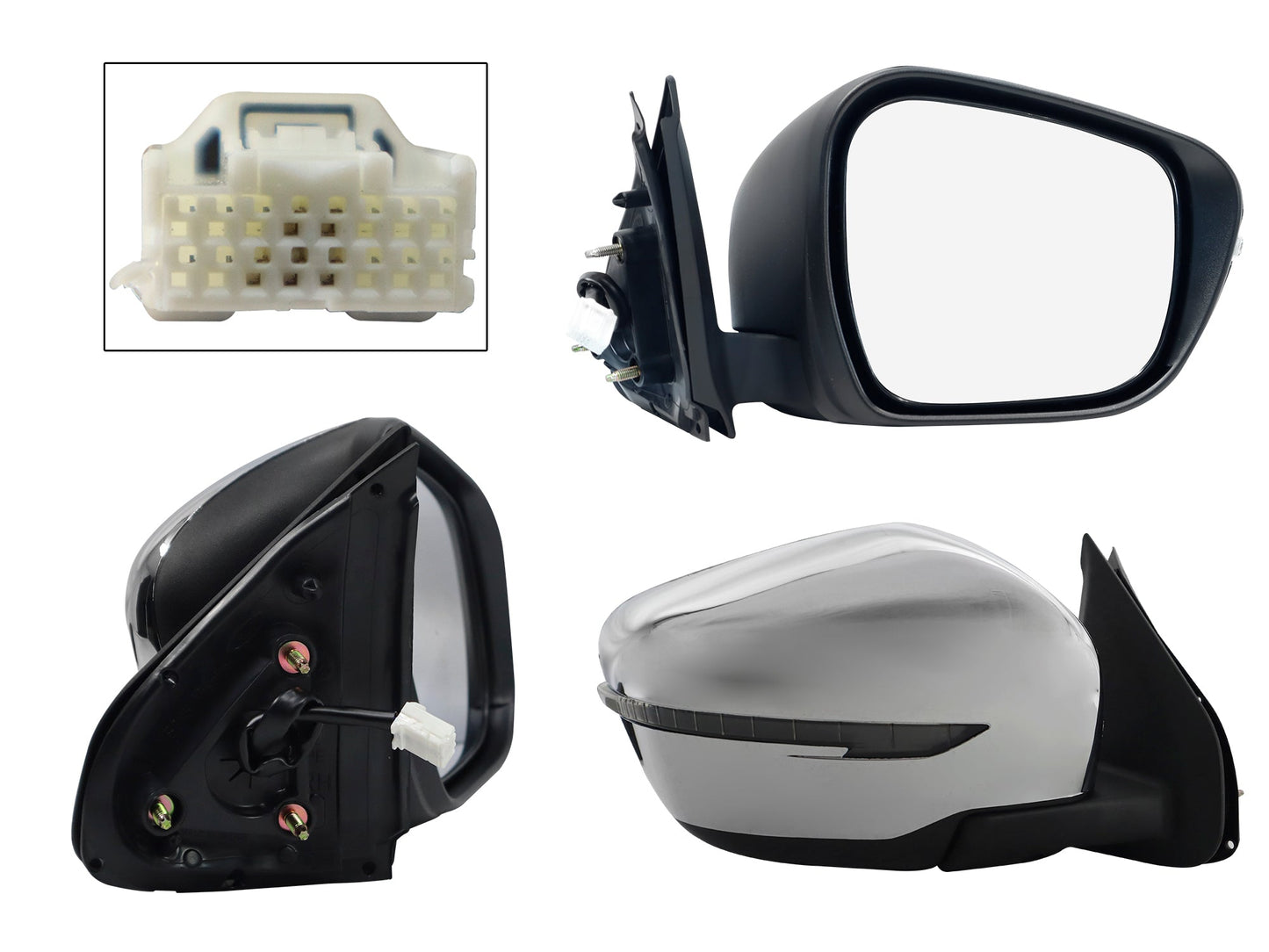 ESPEJO DER ELECT CROMO C/LUZ DIRECCIONAL (5PINES)