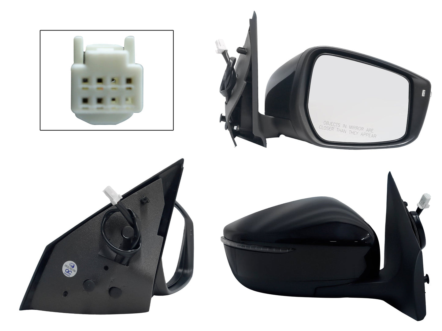 ESPEJO DER ELECT NEGRO P/PINTAR C/LUZ DIRECCIONAL (5PINES)