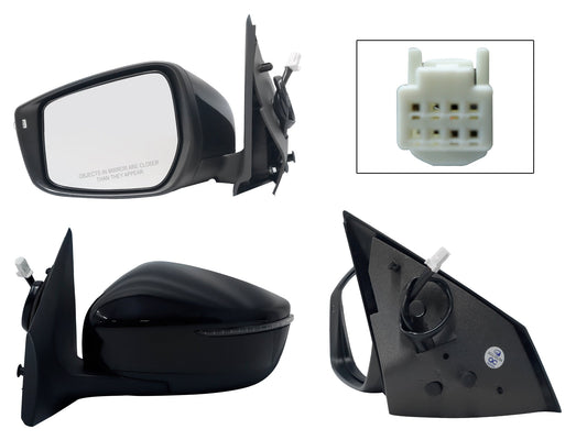 ESPEJO IZQ ELECT NEGRO P/PINTAR C/LUZ DIRECCIONAL (5PINES)