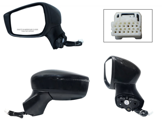 ESPEJO IZQ ELECT NEGRO P/PINTAR C/LUZ DIRECCIONAL (6PINES)