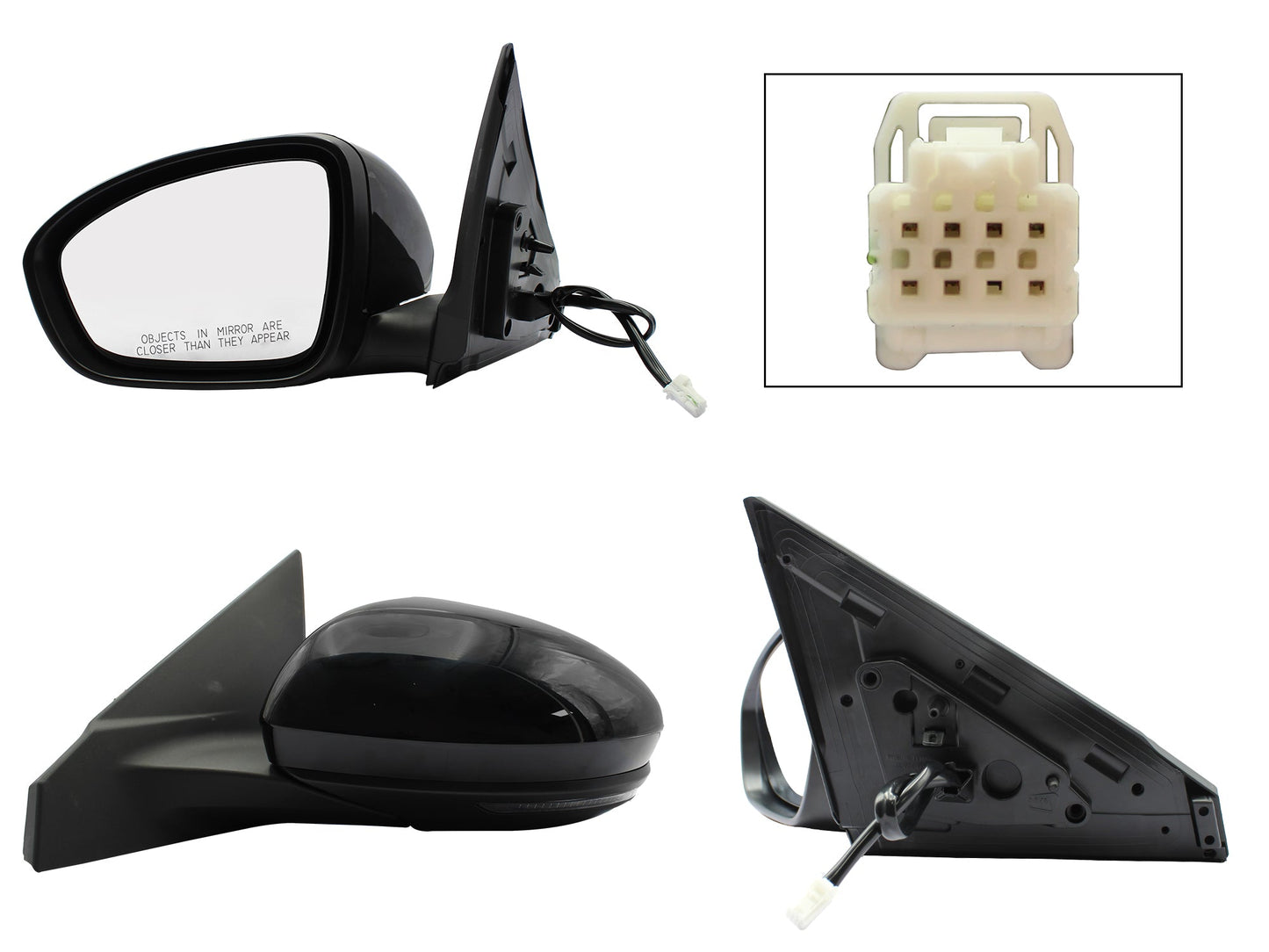 ESPEJO IZQ ELECT NEGRO P/PINTAR C/LUZ DIRECCIONAL C/DESEMPAÑANTE (7PINES)