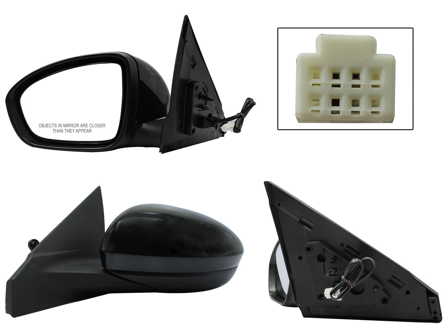 ESPEJO IZQ ELECT NEGRO P/PINTAR (3PINES)