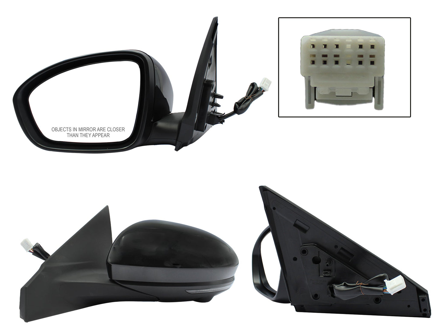 ESPEJO IZQ ELECT NEGRO P/PINTAR C/LUZ DIRECCIONAL C/CAMARA C/DESEMPAÑANTE (10PINES)