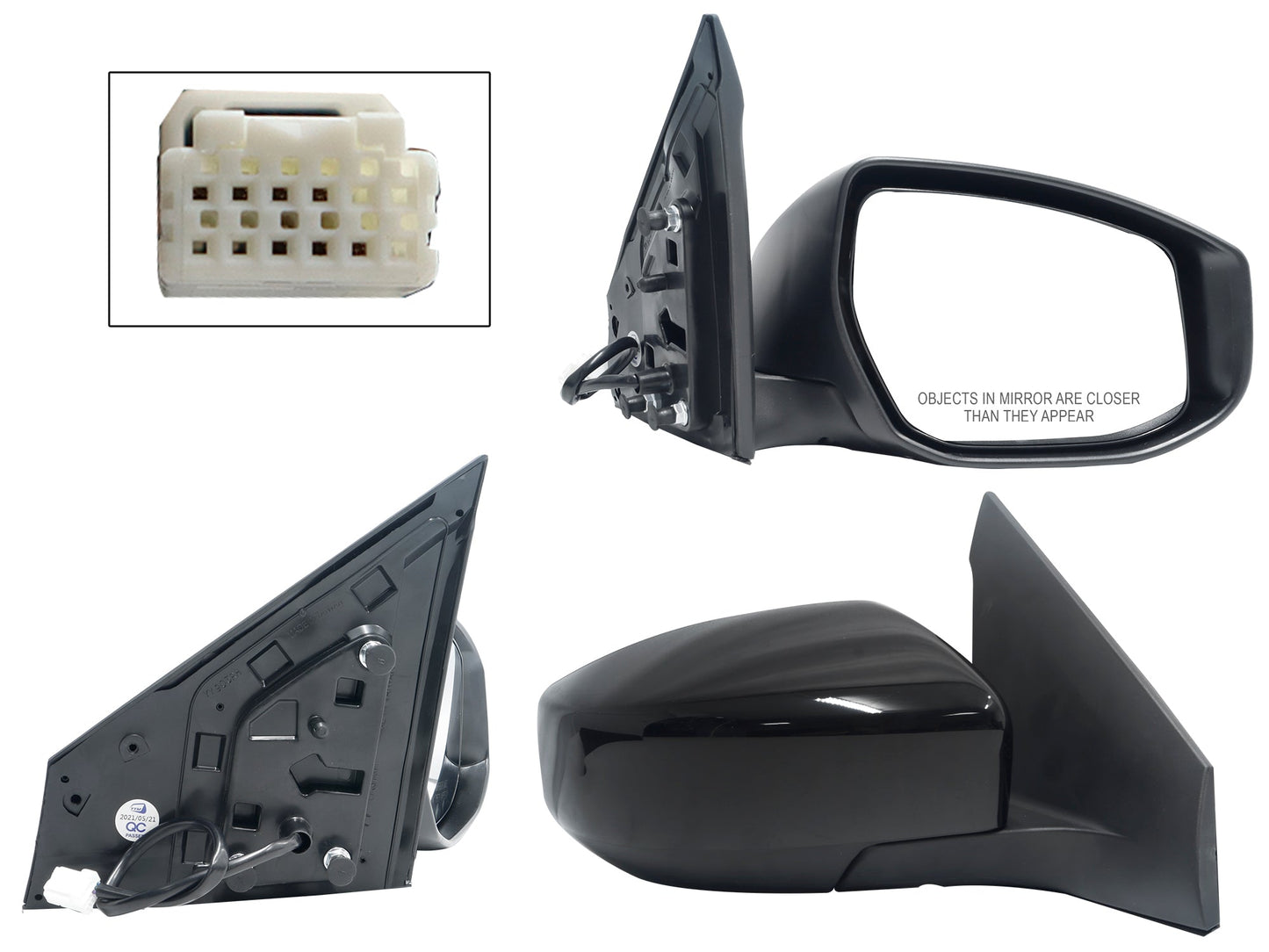 ESPEJO DER ELECT NEGRO P/PINTAR (3PINES)