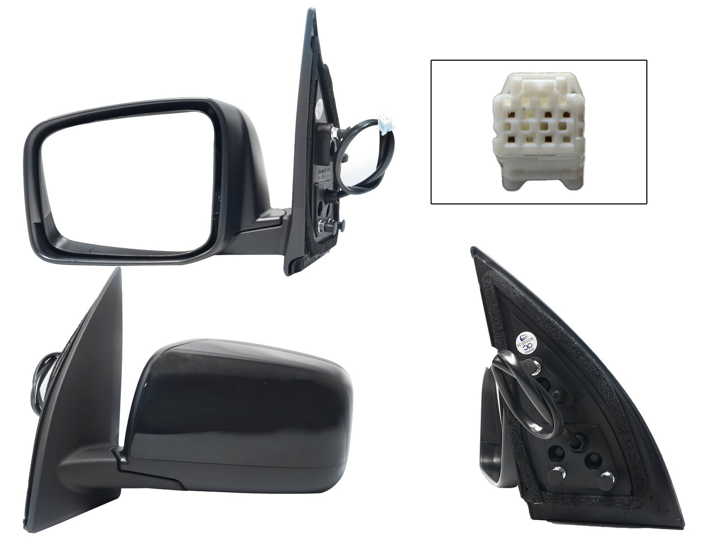 ESPEJO IZQ ELECT NEGRO P/PINTAR C/DESEMPAÑANTE (5PINES)