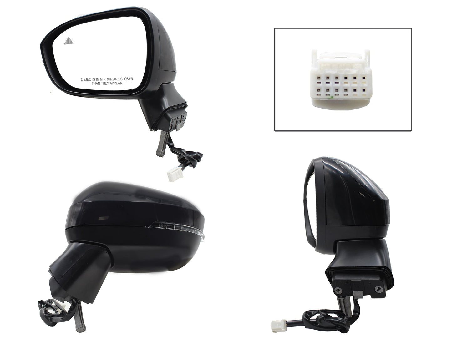 ESPEJO IZQ ELECT NEGRO P/PINTAR C/LUZ DIRECCIONAL C/DESEMPAÑANTE C/DETECTOR PUNTO CIEGO (7PINES)