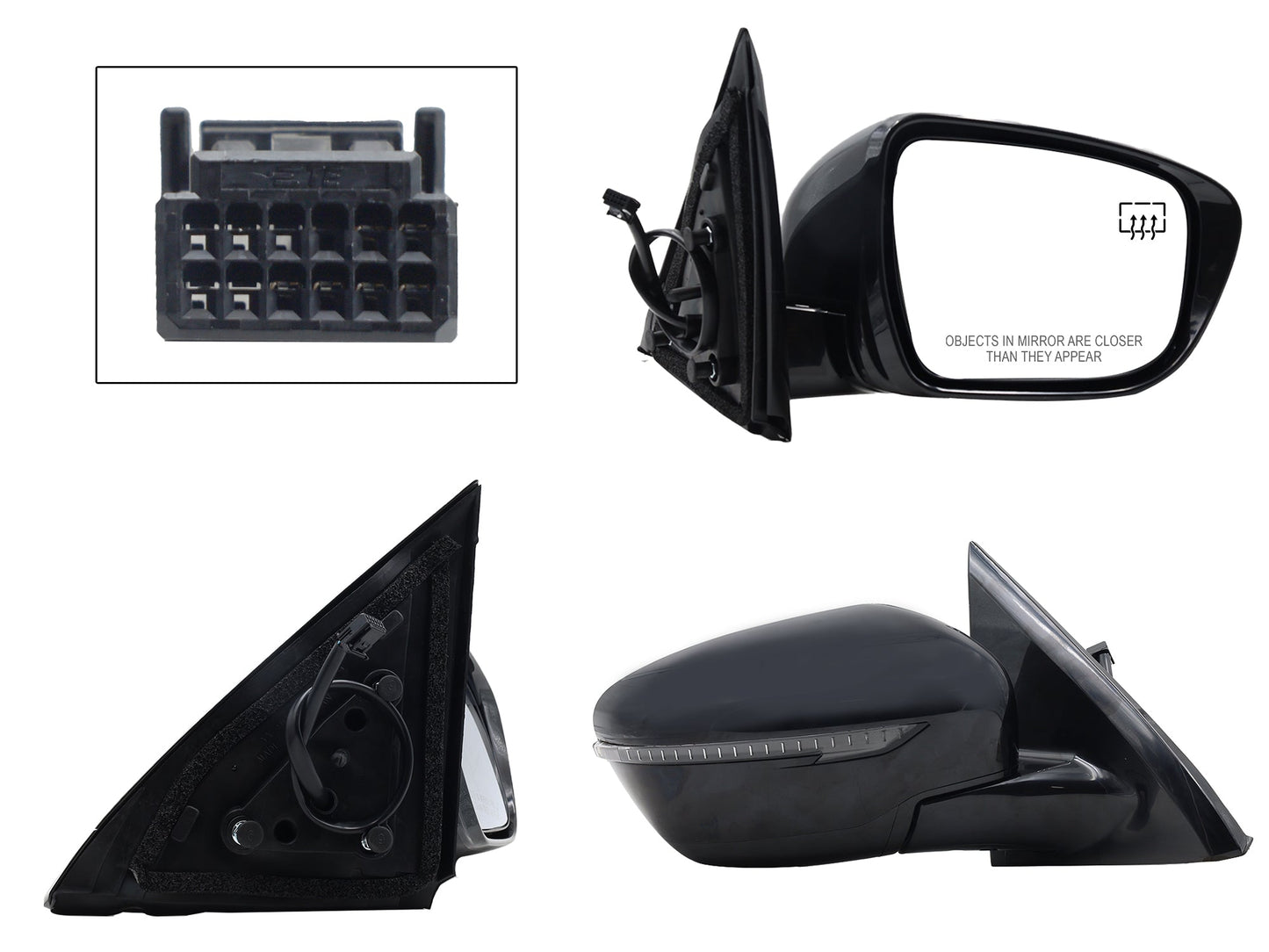 ESPEJO DER ELECT NEGRO P/PINTAR C/LUZ DIRECCIONAL C/DESEMPAÑANTE (6PINES)