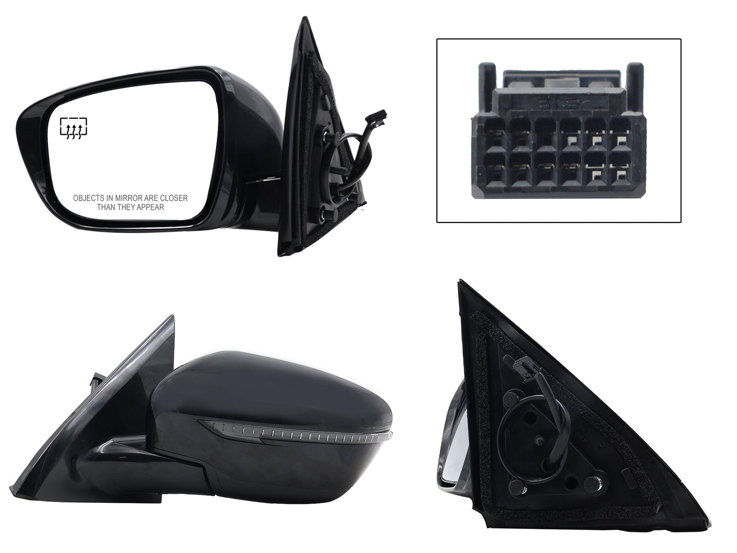 ESPEJO IZQ ELECT NEGRO P/PINTAR C/LUZ DIRECCIONAL C/DESEMPAÑANTE (6PINES)