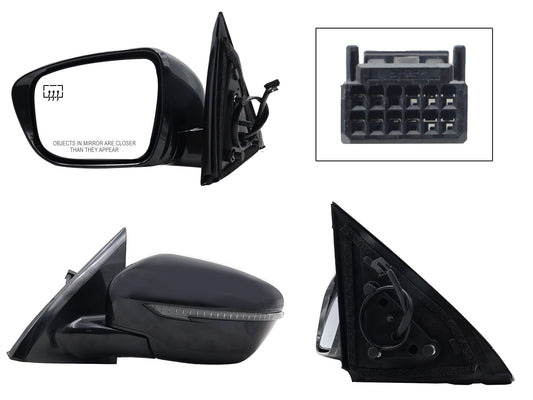 ESPEJO IZQ ELECT NEGRO P/PINTAR C/LUZ DIRECCIONAL C/DESEMPAÑANTE (6PINES)