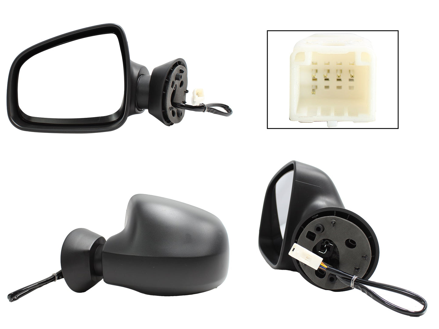 ESPEJO IZQ ELECT NEGRO POROSO C/DESEMPAÑANTE (5PINES) (SANDERO-STEPWAY 10-15)