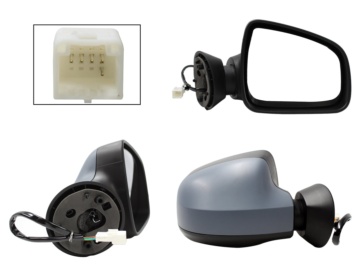 ESPEJO DER ELECT GRIS P/PINTAR C/DESEMPAÑANTE (5PINES) (SANDERO-STEPWAY 10-15)