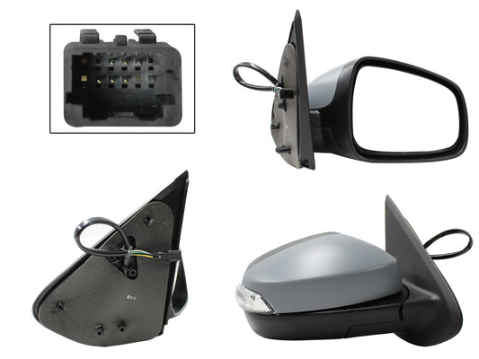 ESPEJO DER ELECT GRIS P/PINTAR C/LUZ DIRECCIONAL C/DESEMPAÑANTE (7PINES) (SANDERO-STEPWAY 16-20)