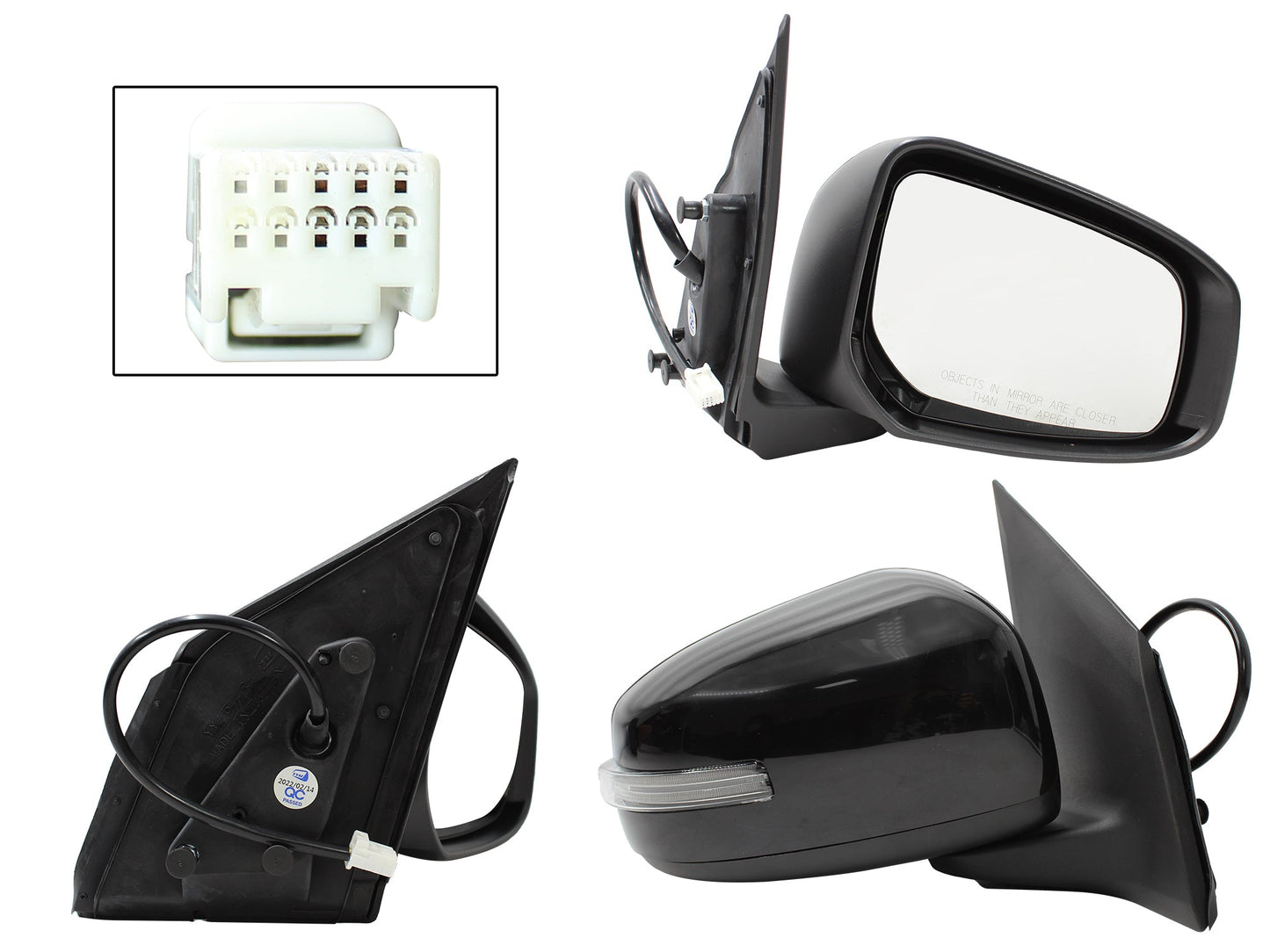 ESPEJO DER ELECT NEGRO P/PINTAR C/LUZ DIRECCIONAL (5PINES) (MIRAGE 5PTAS 15-19)