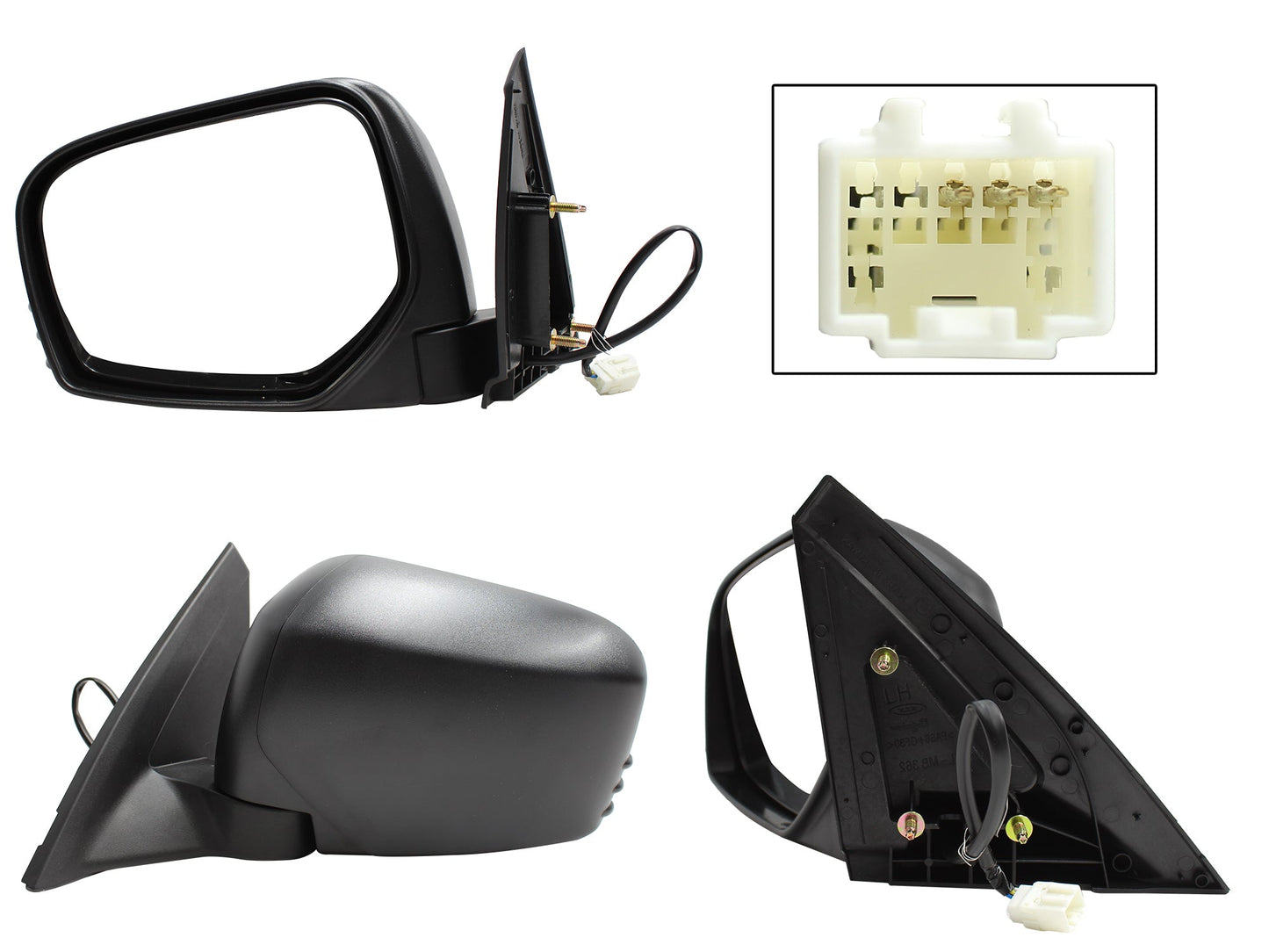 ESPEJO IZQ ELECT NEGRO POROSO (3PINES)