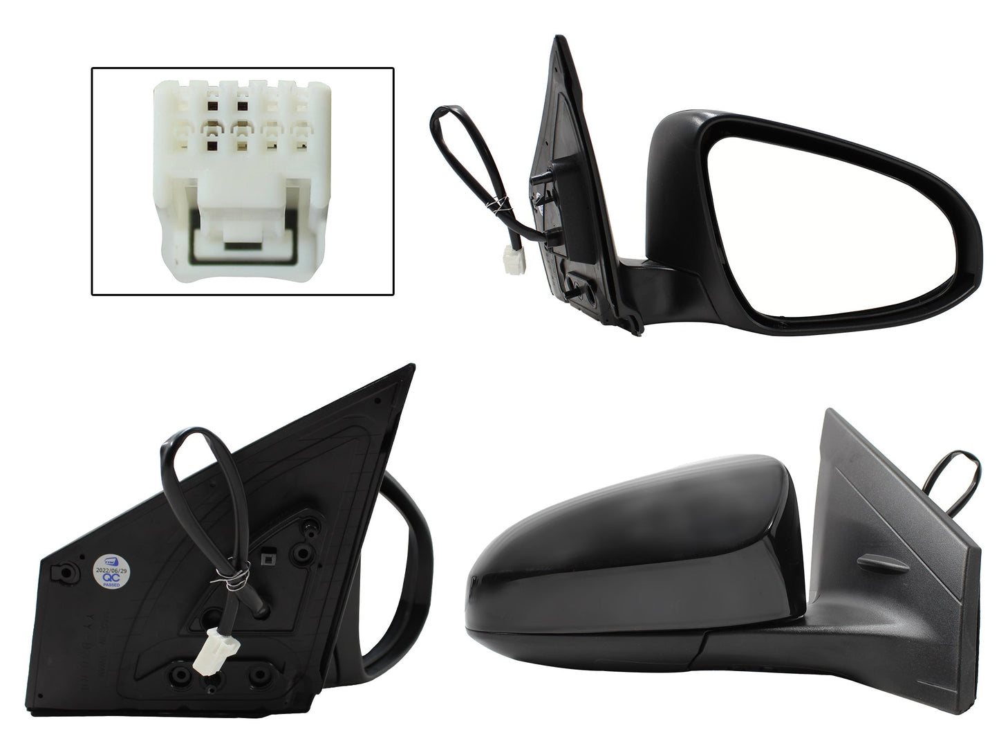 ESPEJO DER ELECT NEGRO P/PINTAR C/DESEMPAÑANTE (3PINES) (SEDAN/H-BACK)