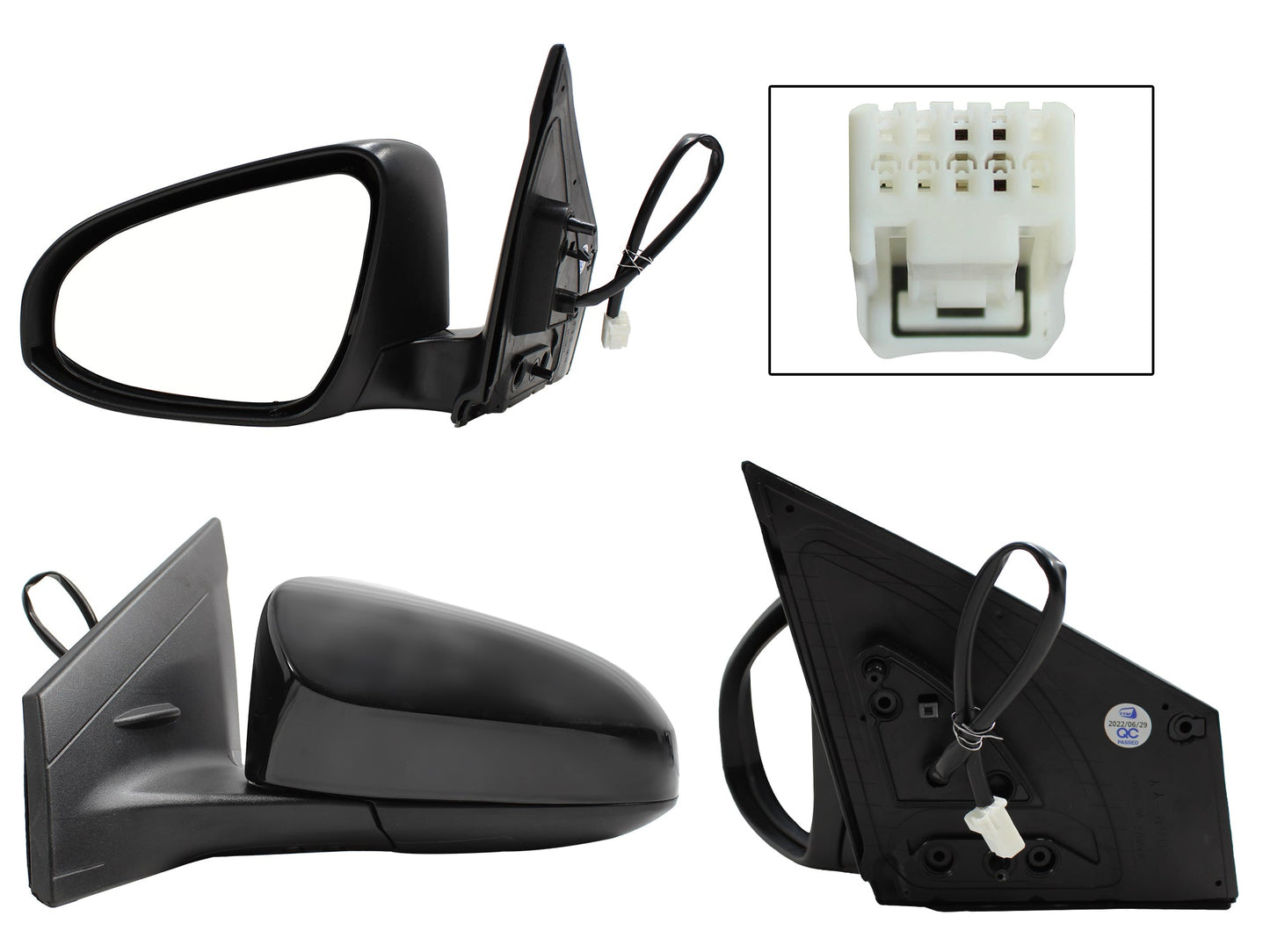 ESPEJO IZQ ELECT NEGRO P/PINTAR C/DESEMPAÑANTE (3PINES) (SEDAN/H-BACK)