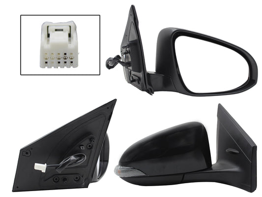 ESPEJO DER ELECT NEGRO P/PINTAR C/LUZ DIRECCIONAL (5PINES) (SEDAN/H-BACK)