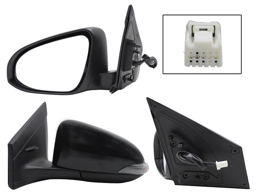 ESPEJO IZQ ELECT NEGRO P/PINTAR C/LUZ DIRECCIONAL (5PINES) (SEDAN/H-BACK)